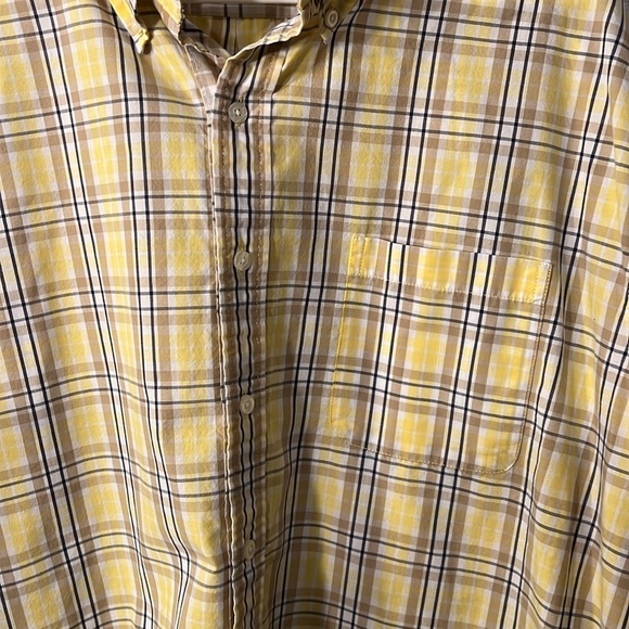 IZOD Men’s Button Down Collared Long Sleeve Sz XL Yellow & Tan Plaid Shirt - Picture 3 of 10